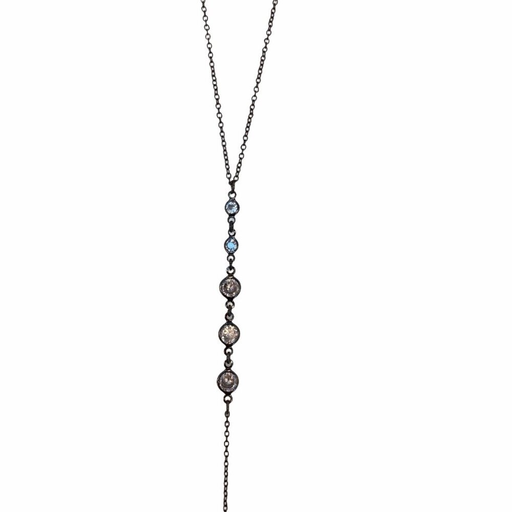 Metal NWT necklace links w clear crystals center d